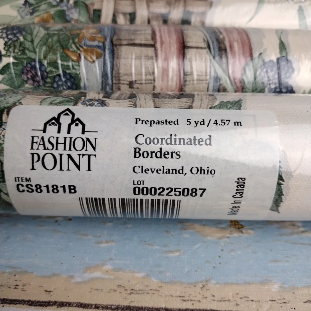 5 New Rolls Fashion Point Coordinated Borders Flowers Baskets Berries Daisies